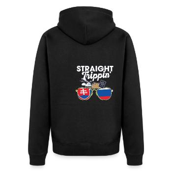 Straight Trippin' Slovakia Vacation Tour Travel - Unisex Premium Bio Zip Hoodie - Schwarz - Hinten - Nico (187cm)