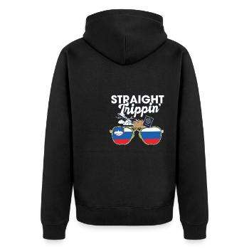 Straight Trippin' Slovenia Vacation Tour Travel - Unisex Premium Bio Zip Hoodie - Schwarz - Hinten - Nico (187cm)