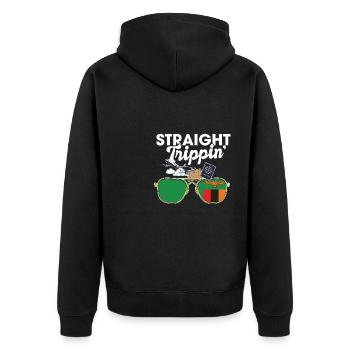 Straight Trippin' Zambia Vacation Tour Travel - Unisex Premium Bio Zip Hoodie - Schwarz - Hinten - Nico (187cm)
