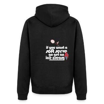 Funny Badminton If You Want A Soft Serve Go Get - Unisex Premium Bio Zip Hoodie - Schwarz - Hinten - Nico (187cm)