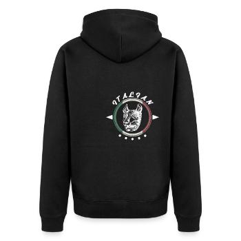 Kapitolinischer Wolf Rom Italien Antik Symbol - Unisex Premium Bio Zip Hoodie - Schwarz - Hinten - Nico (187cm)