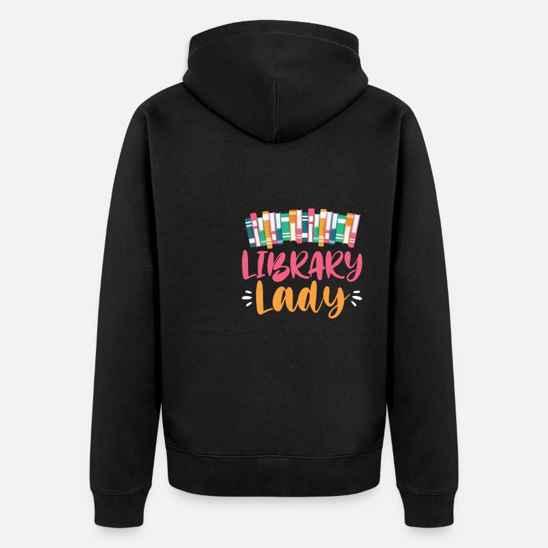 Library Lady - Unisex Premium Bio Zip Hoodie - Schwarz