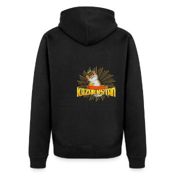 Kasachstan Sowjetrepublik UdSSR Herkunft Adler - Unisex Premium Bio Zip Hoodie - Schwarz - Hinten - Nico (187cm)