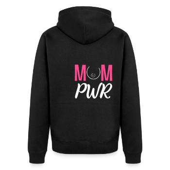 Mutter PWR Fleißige Mutter Gift - Unisex Premium Bio Zip Hoodie - Schwarz - Hinten - Nico (187cm)