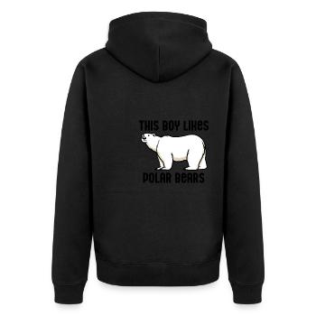 Junge mag Eisbären arktische Wildtiere Natur - Unisex Premium Bio Zip Hoodie - Schwarz - Hinten - Nico (187cm)