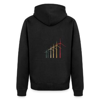 Retro Background Wind Power Lover Renewable Energy - Unisex Premium Bio Zip Hoodie - Schwarz - Hinten - Nico (187cm)