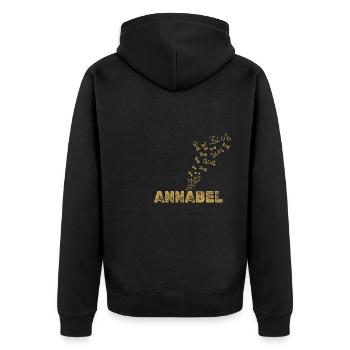 Geschenk für Annabel - Unisex Premium Bio Zip Hoodie - Schwarz - Hinten - Nico (187cm)