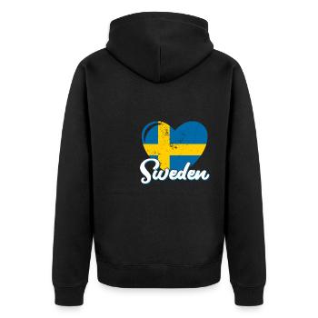 Schweden Sverige Volk Stockholm Schwedisch - Unisex Premium Bio Zip Hoodie - Schwarz - Hinten - Nico (187cm)