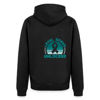 Level Sober Unlocked Sobriety Support Addiction - Unisex Premium Bio Zip Hoodie - Schwarz - Hinten - Nico (187cm)