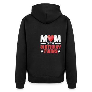 Mom of the Birthday Twins Zitat für eine Mutter - Unisex Premium Bio Zip Hoodie - Schwarz - Hinten - Nico (187cm)
