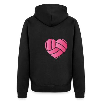 volleyball pink heart ball Design for a volleyball - Unisex Premium Bio Zip Hoodie - Schwarz - Hinten - Nico (187cm)
