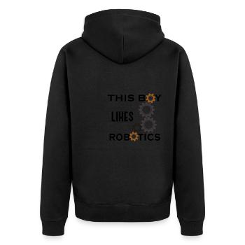 Junge mag Robotik Ironisches Zitat Robotertechnik - Unisex Premium Bio Zip Hoodie - Schwarz - Hinten - Nico (187cm)