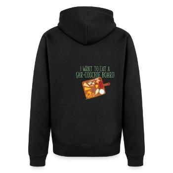 Funny Cheese Lover I Want To Eat A Car-Coochie - Unisex Premium Organic Zip Hoodie - black - Back - Nico (187cm)