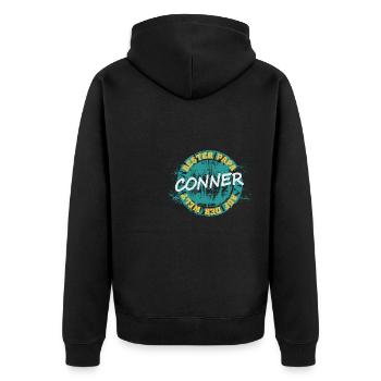 Conner als Vatertag - Unisex Premium Bio Zip Hoodie - Schwarz - Hinten - Nico (187cm)