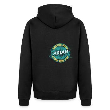 Vatertag Arian - Unisex Premium Bio Zip Hoodie - Schwarz - Hinten - Nico (187cm)