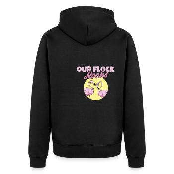 Our Flock Rocks Flamingo Family Summer Vacation - Unisex Premium Bio Zip Hoodie - Schwarz - Hinten - Nico (187cm)