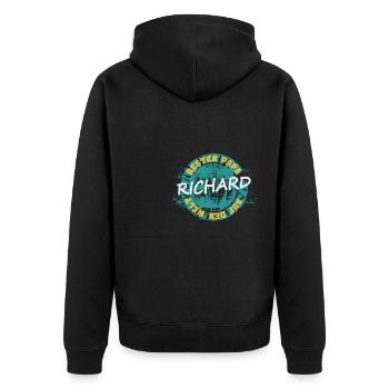 Vatertag Richard - Unisex Premium Bio Zip Hoodie - Schwarz - Hinten - Nico (187cm)
