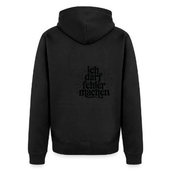 Ich darf fehler machen für einen Optimisten - Unisex Premium Bio Zip Hoodie - Schwarz - Hinten - Nico (187cm)