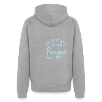 Les meilleurs jours sont passés Énonciations Picigin Picigin - Veste à capuche bio Premium Unisexe - gris chiné - Dos - Nico (187cm)
