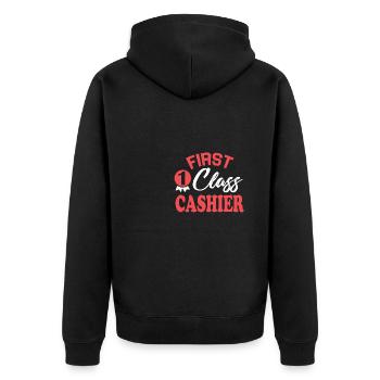 Erstklassiger Kassierer - Unisex Premium Bio Zip Hoodie - Schwarz - Hinten - Nico (187cm)