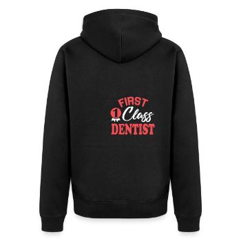 Erstklassiger Zahnarzt - Unisex Premium Bio Zip Hoodie - Schwarz - Hinten - Nico (187cm)