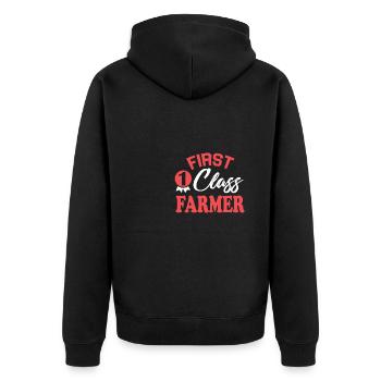 Erstklassiger Landwirt - Unisex Premium Bio Zip Hoodie - Schwarz - Hinten - Nico (187cm)