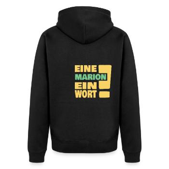Spruch Vorname Marion - Unisex Premium Bio Zip Hoodie - Schwarz - Hinten - Nico (187cm)