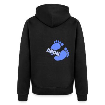 Birth Aron - Unisex Premium Organic Zip Hoodie - black - Back - Nico (187cm)