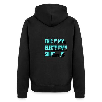 Electro Funny Quote Voltage Electrician - Unisex Premium Organic Zip Hoodie - black - Back - Nico (187cm)