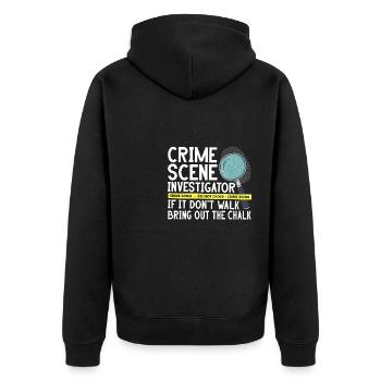 Spurensicherung - Kripo Polizei Kriminaltechnik - Unisex Premium Bio Zip Hoodie - Schwarz - Hinten - Nico (187cm)
