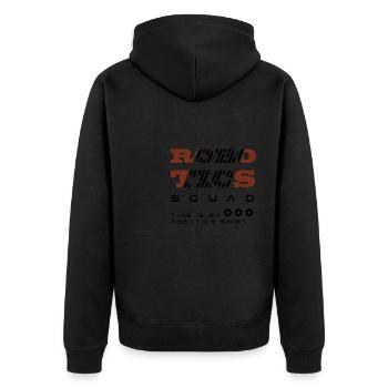 Robotics Squad Robotertechnik Mechanik - Unisex Premium Bio Zip Hoodie - Schwarz - Hinten - Nico (187cm)