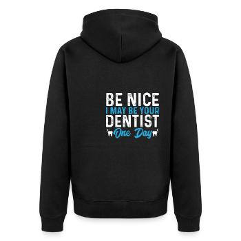 Future dentist Dentistry student Hygieni - Unisex Premium Organic Zip Hoodie - black - Back - Nico (187cm)
