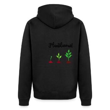 Gartenhobby Lustiges Sprichwort Naturgärtner - Unisex Premium Bio Zip Hoodie - Schwarz - Hinten - Nico (187cm)