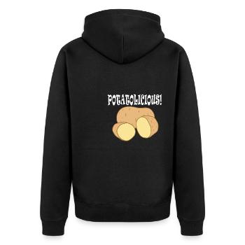 Gesundes Essen Potatolicious Hobby Chef Gemüse - Unisex Premium Bio Zip Hoodie - Schwarz - Hinten - Nico (187cm)