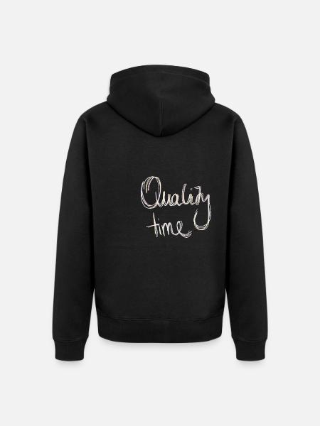 Quality Time Calligraphy Minimalism - Unisex Premium Organic Zip Hoodie - black