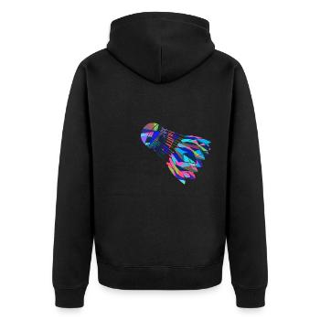 Joueur de badminton rétro coloré - Veste à capuche bio Premium Unisexe - noir - Dos - Nico (187cm)