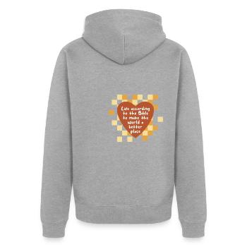 Citation d'une étude biblique sur Jésus-Christ - Veste à capuche bio Premium Unisexe - gris chiné - Dos - Nico (187cm)