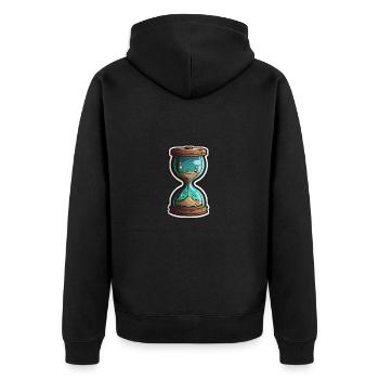 Sanduhr, Sand Glas, Uhr, Countdown, Sandglas, Zeit - Unisex Premium Bio Zip Hoodie - Schwarz - Hinten - Nico (187cm)