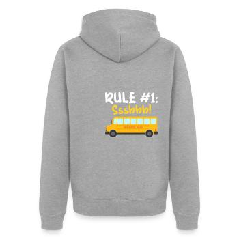Rule 1 ssshhh school bus monitor - Unisex Premium Bio Zip Hoodie - Grau meliert - Hinten - Nico (187cm)