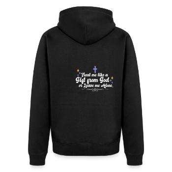 Treat Me Like A Gift From God Religious Christian - Unisex Premium Bio Zip Hoodie - Schwarz - Hinten - Nico (187cm)