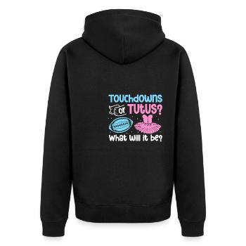 expecting parent Baby announcement gender reveal - Unisex Premium Organic Zip Hoodie - black - Back - Nico (187cm)