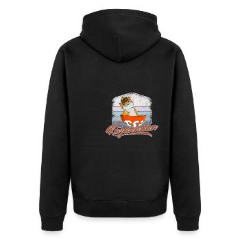 Kasachstan Kasach UdSSR Katze Flagge Normaden - Unisex Premium Bio Zip Hoodie - Schwarz - Hinten - Nico (187cm)