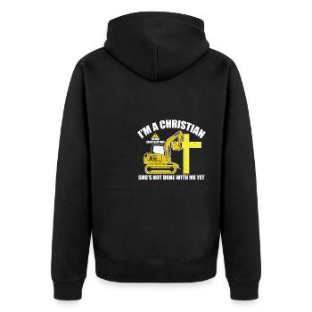Je suis un chrétien en construction, Dieu n’en a pas fini - Veste à capuche bio Premium Unisexe - noir - Dos - Nico (187cm)