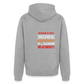 Behind Every Successful Engineer Is A Talented - Unisex Premium Bio Zip Hoodie - Grau meliert - Hinten - Nico (187cm)