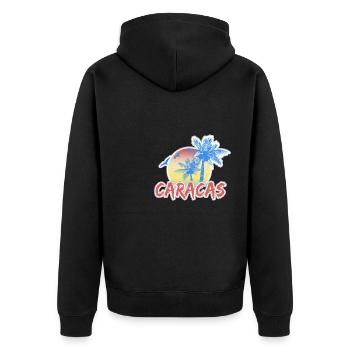 Caracas Holidays - Unisex Premium Organic Zip Hoodie - black - Back - Nico (187cm)
