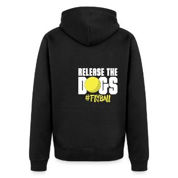 Release The Dogs Ball Fetching Canine Flyball - Unisex Premium Organic Zip Hoodie - black - Back - Nico (187cm)