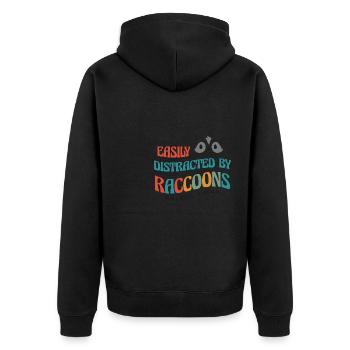 Ablenkt von Waschbären in der Wildnis, Nagetier - Unisex Premium Bio Zip Hoodie - Schwarz - Hinten - Nico (187cm)