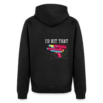I'd hit that | Laser Tag player - Unisex Premium Bio Zip Hoodie - Schwarz - Hinten - Nico (187cm)