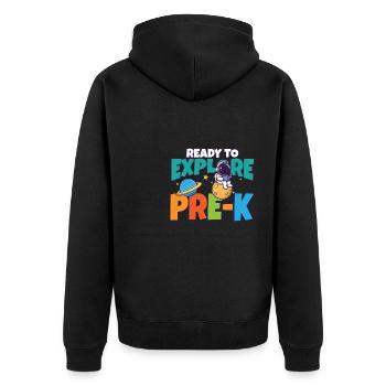 First Day Of School Day Ready to Explore Pre-K - Unisex Premium Bio Zip Hoodie - Schwarz - Hinten - Nico (187cm)