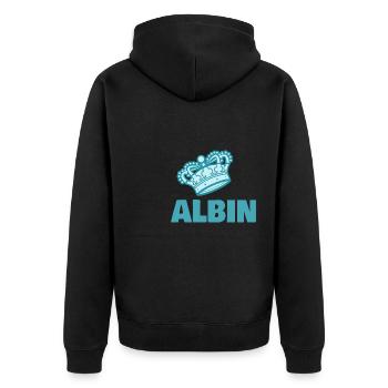 King Albin - Unisex Premium Organic Zip Hoodie - black - Back - Nico (187cm)
